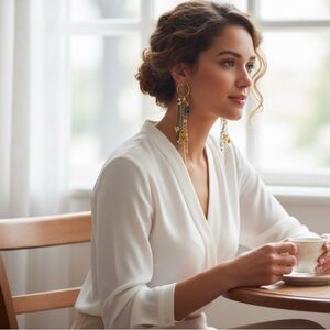 Betsey Johnson Style Gold Multi-Charm Dangle Earrings – Statement Earrings